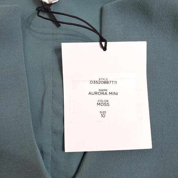 DIANE VON FURSTENBERG Womens Aurora Mini Dress 10 Moss Green 3/4 Sleeve - Picture 6 of 11